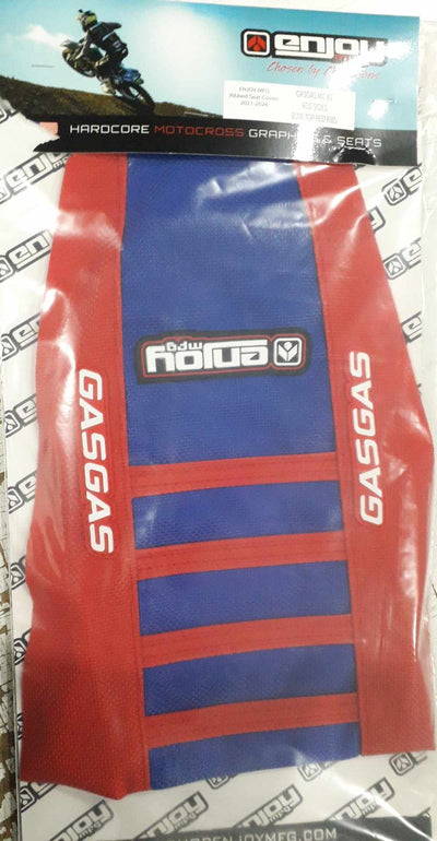 Enjoy Manufacturing Gas Gas seat cover MC 85 2021 - 2024 Ribbed Logo, Red / Blue / Red