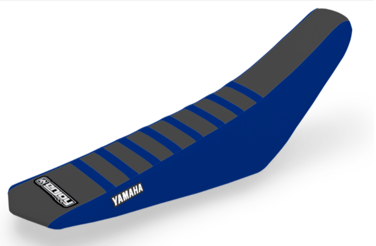 Enjoy Manufacturing Yamaha Seat Cover YZ 125 YZ 250 2022 - 2024 Ribbed Logo, Blue / Black / Blue