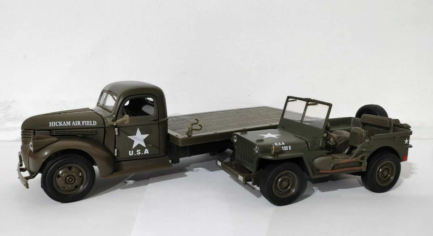 New Ray Toys 1:32 WWII USA Willys JEEP & Flatbed Toy Model