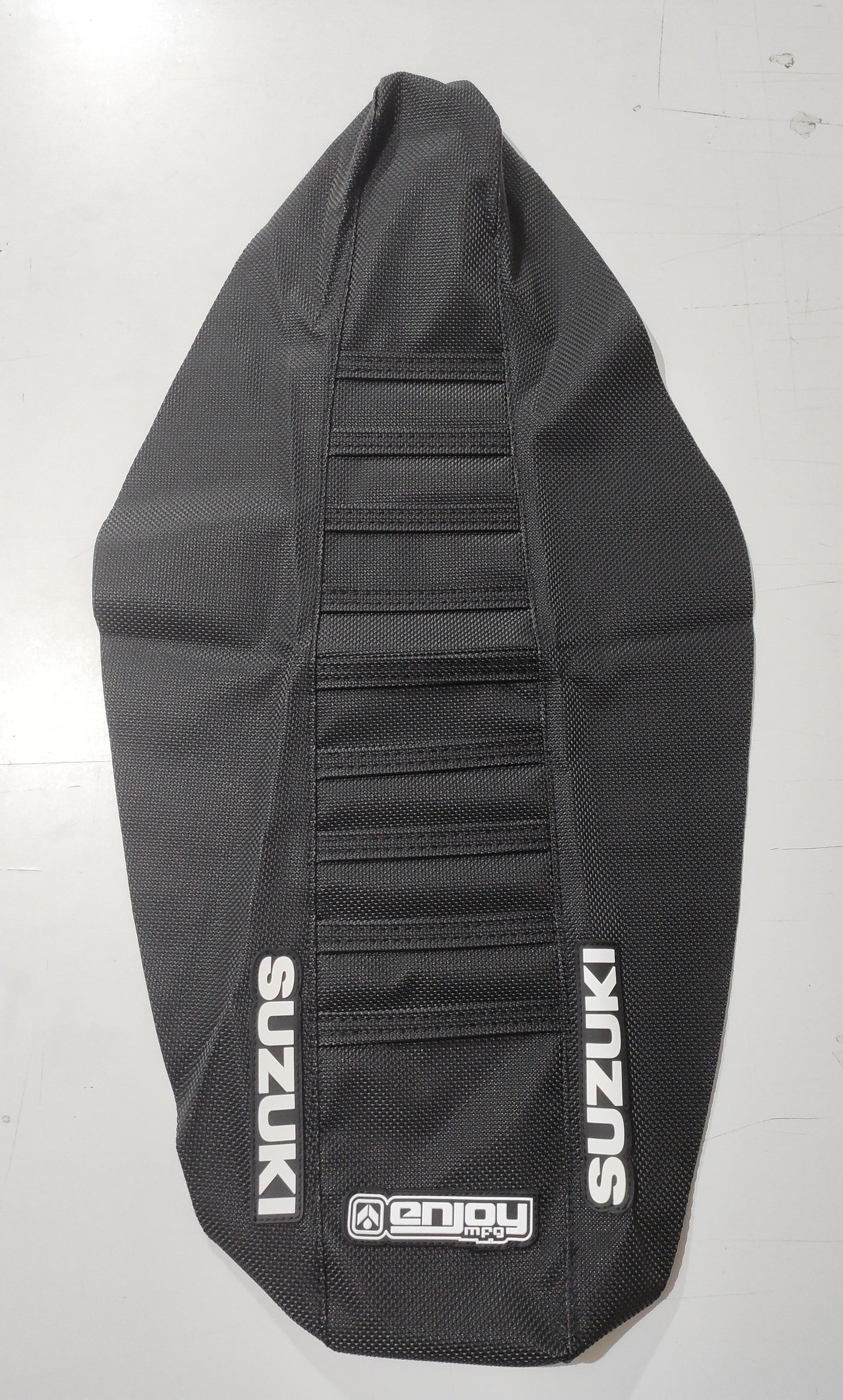 Enjoy Manufacturing Suzuki Seat Cover RM 125 RM 250 2001 - 2008 Ribbed Logo, All Black
