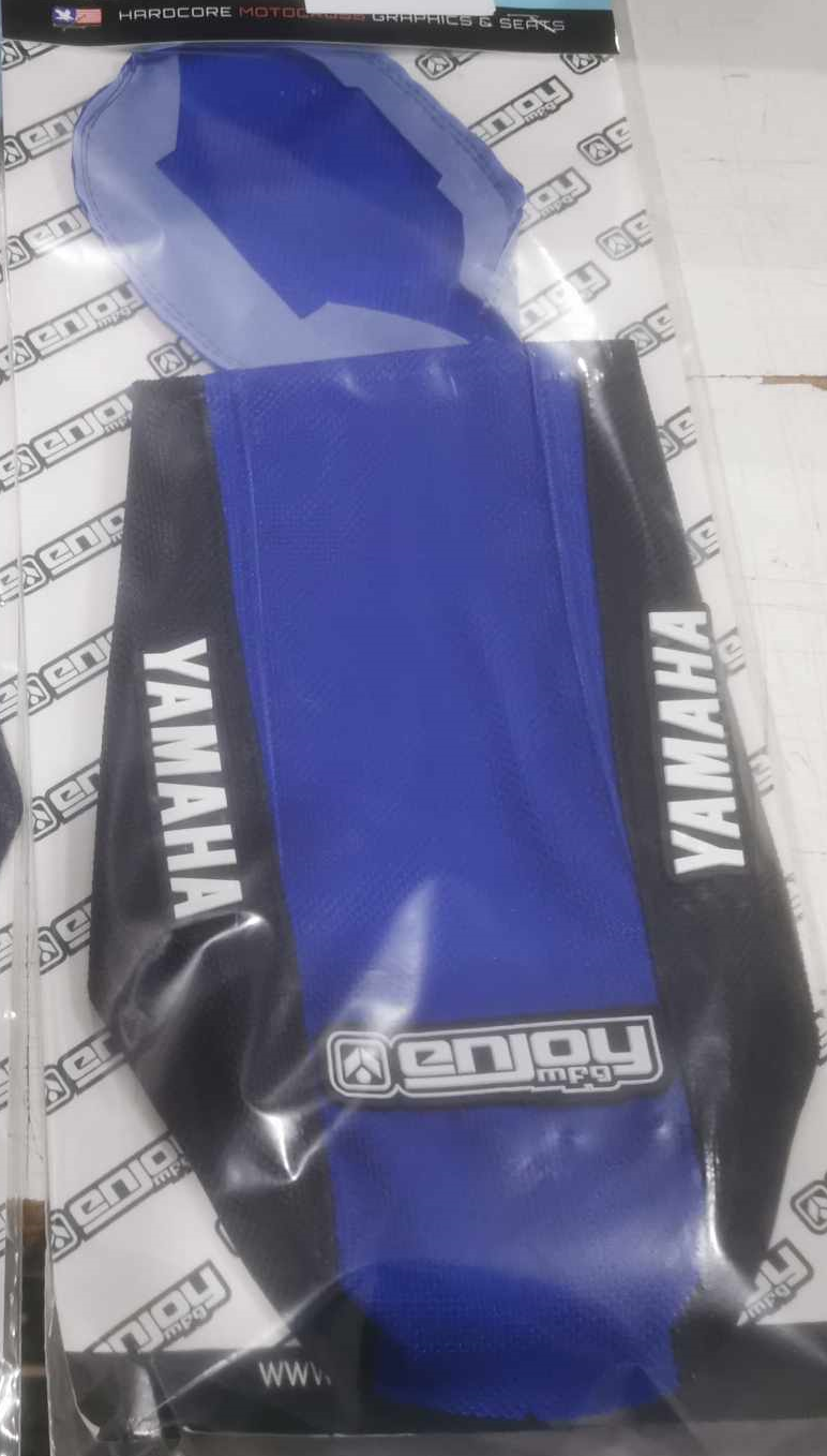 Enjoy Manufacturing Yamaha Seat Cover YZF 250 2019 - 2023 YZF 450 2018 - 22 STD Logo, Black / Blue