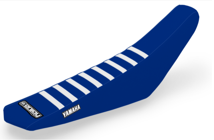 Enjoy Manufacturing Yamaha Seat Cover YZF 450 2023 Ribbed Logo, Blue / White