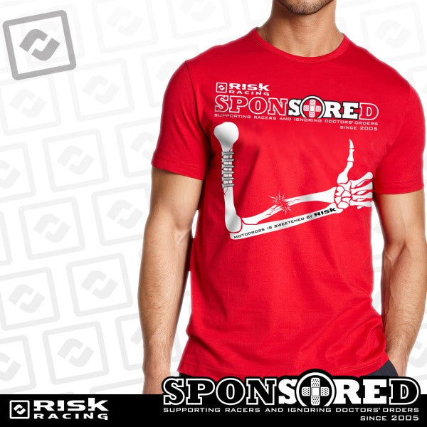 Risk Racing T Shirt - Sponsored, Red, Large