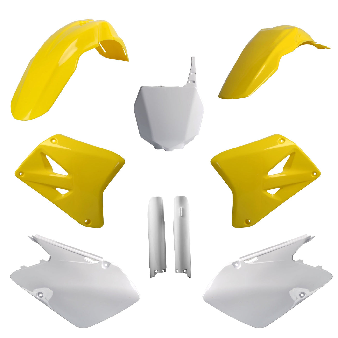 Polisport Suzuki Plastic Kit with fork guards RM 125 RM 250 2007 - 2008, Yellow