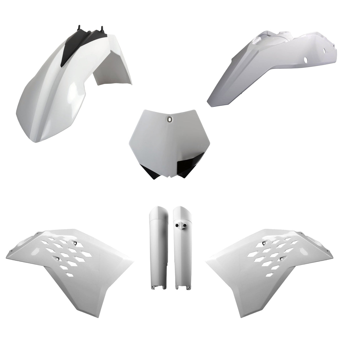 Polisport KTM Plastic Kit with Fork Guards SX SXF 2008 - 2010 EXC EXCF 08 - 2011, White