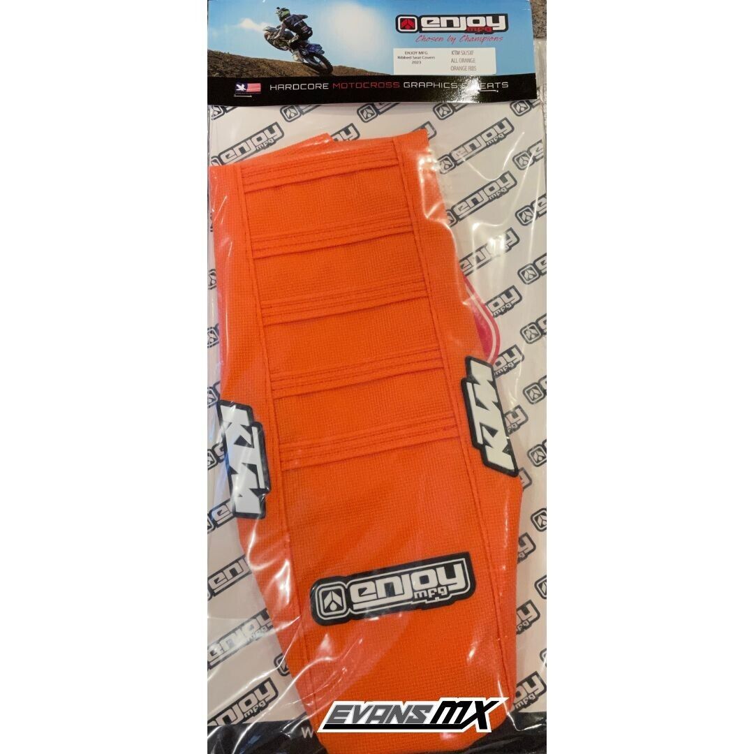 Enjoy Manufacturing KTM Seat Cover SX SXF 2016 - 2018 SX 250 2017 - 18 EXC EXCF 17 - 2019 Ribbed Logo, All Orange