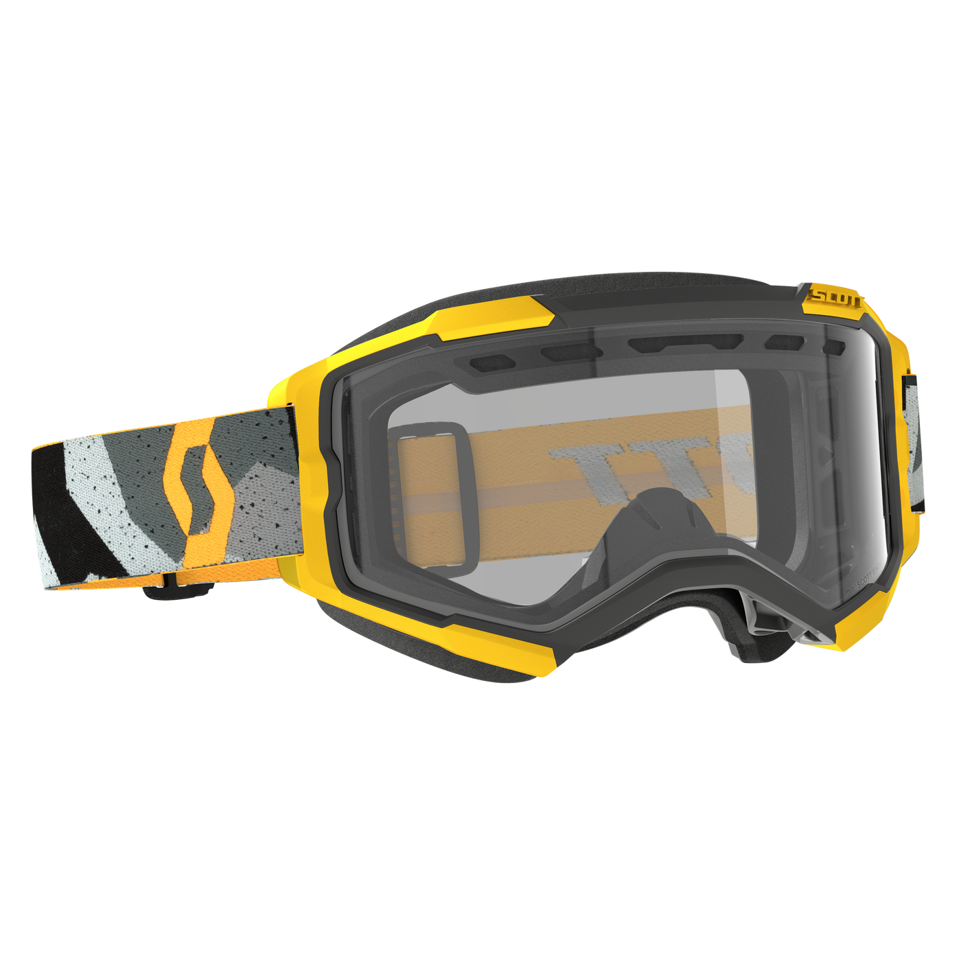 Scott Fury Enduro Goggles, Camo Grey / Yellow - Clear Works Lens