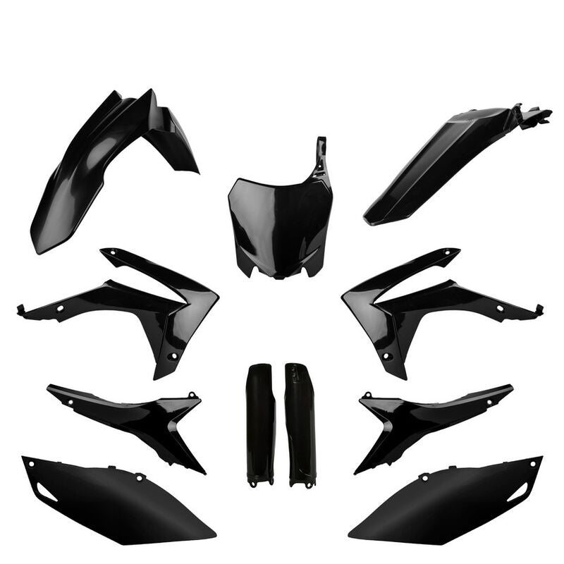 Polisport Honda Plastic Kit with Fork Guards CRF 250 R 2014 - 2017 CRF 450 R 2013 - 2016, All Black