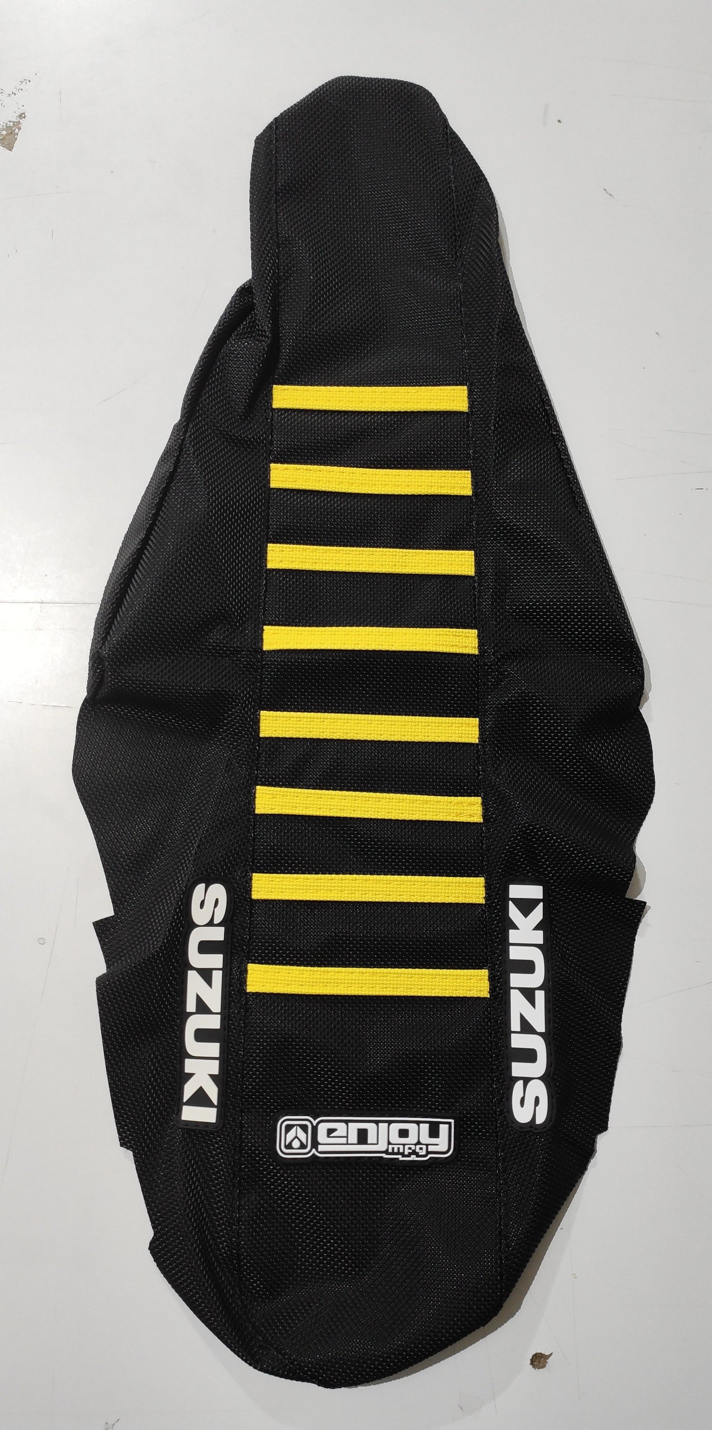 Enjoy Manufacturing Suzuki Seat Cover RMZ 450 2005 - 2017 Ribbed Logo, Black / Yellow