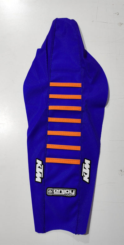 Enjoy Manufacturing KTM Seat Cover SX 50 2016 - 2023 Ribbed Logo, Blue / Orange