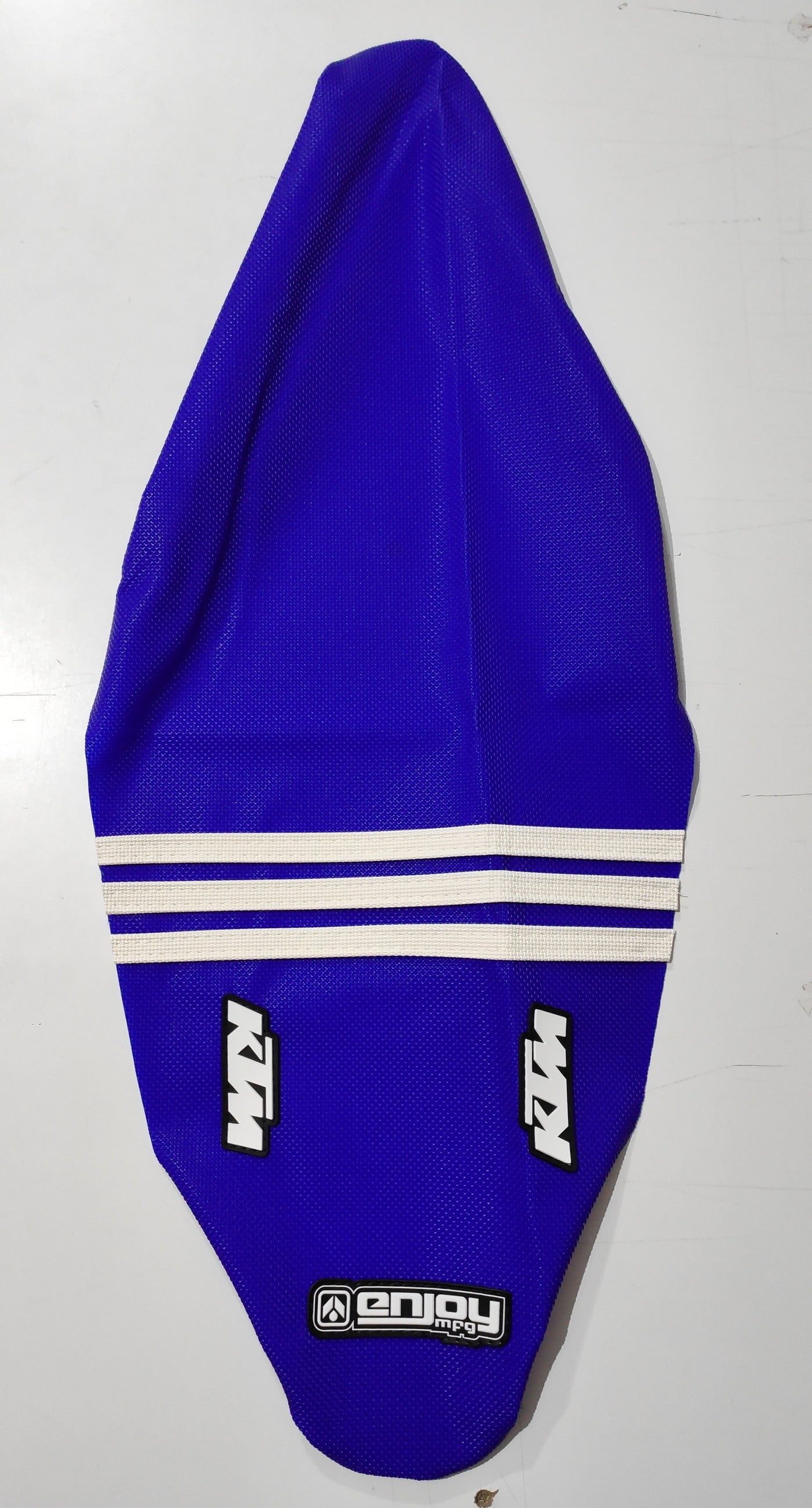 Enjoy Manufacturing KTM Seat Cover SX 85 2025 Ribbed Logo, TLD Blue / White