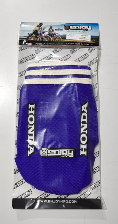 Enjoy Manufacturing Honda Seat Cover CR 125 1991 - 1992 CR 250 1990 - 91 CR 500 91 - 2001 Ribbed Logo, TLD Blue / White