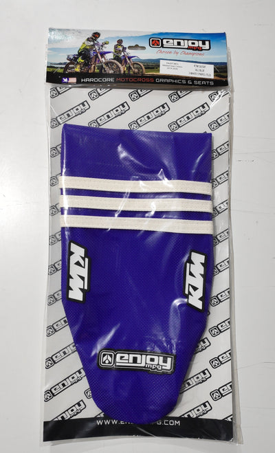 Enjoy Manufacturing KTM Seat Cover SX 65 2024 - 2025 Ribbed Logo, TLD Blue / White