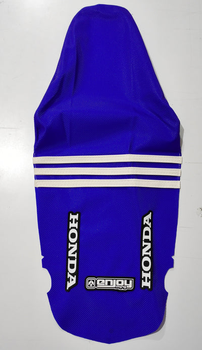 Enjoy Manufacturing Honda Seat Cover CR 125 1991 - 1992 CR 250 1990 - 91 CR 500 91 - 2001 Ribbed Logo, TLD Blue / White