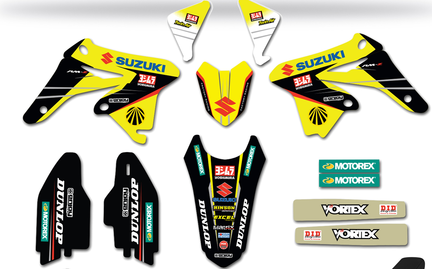 Enjoy Manufacturing Suzuki Graphics Kit RMZ 250 2010 - 2018, Yoshimura