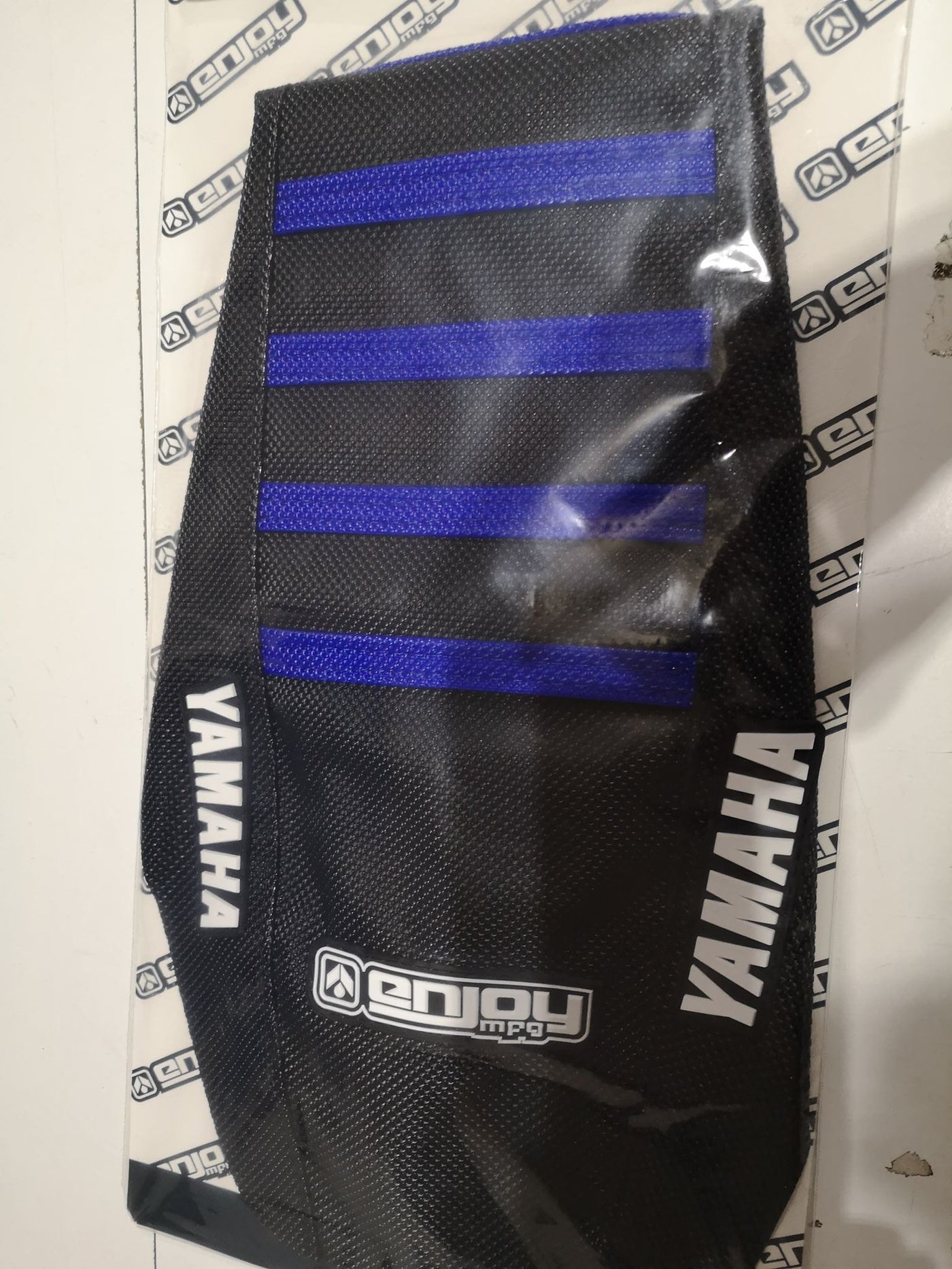 Enjoy Manufacturing Yamaha Seat Cover YZF 250 2014 - 2018 YZF 450 14 - 2017 Ribbed Logo, Black / Blue