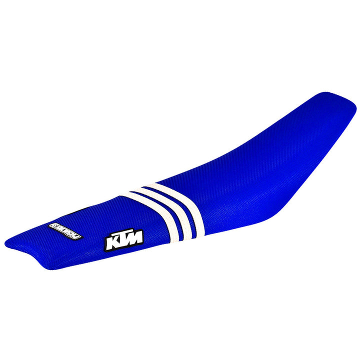 Enjoy Manufacturing KTM Seat Cover SX 85 2006 - 2012 Ribbed Logo, TLD Blue  / White