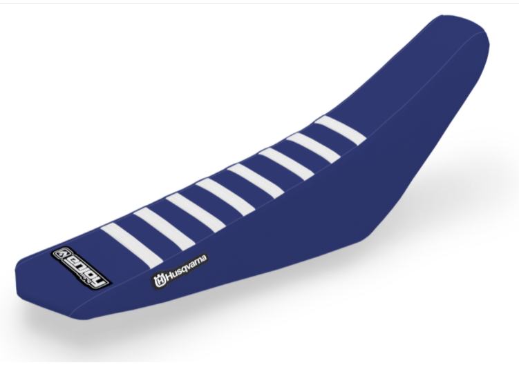 Enjoy Manufacturing Husqvarna Seat Cover TC 65 2024 - 2025 Ribbed Logo, Husqvarna Blue / White